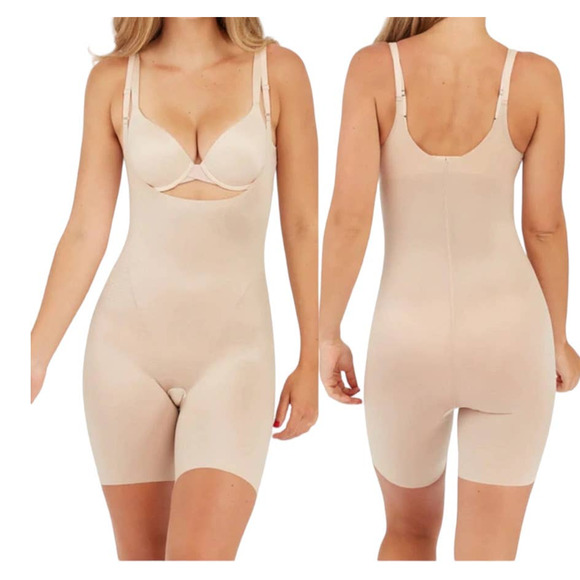 Spanx Bodysuit 10235R Thinstincts 2.0 open bust mid thigh size 1X - Picture 1 of 7